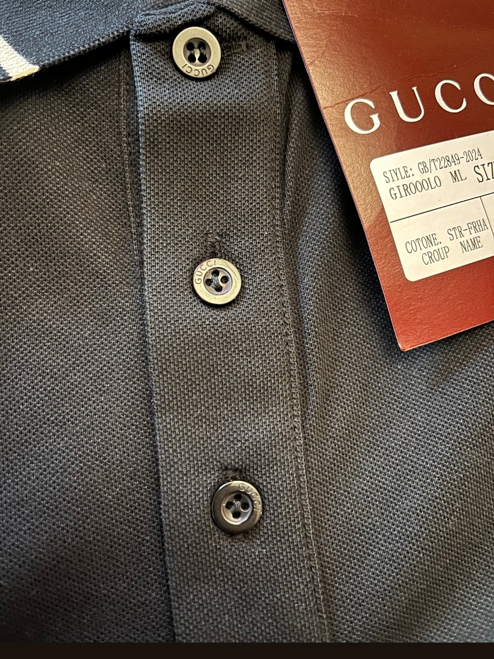 Gucci Men’s Navy Polo with White Stripes - Picture 3 of 7